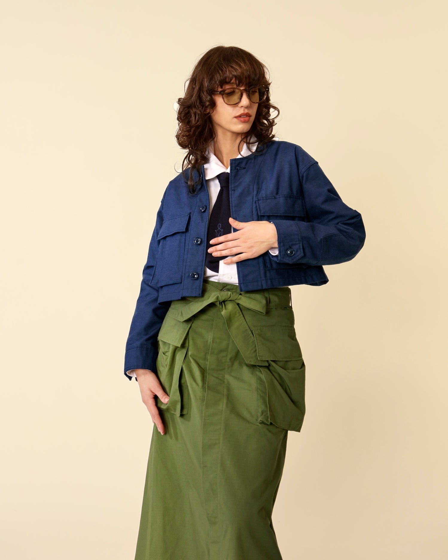 Cropped BDU Jacket - Navy Nyco Sateen